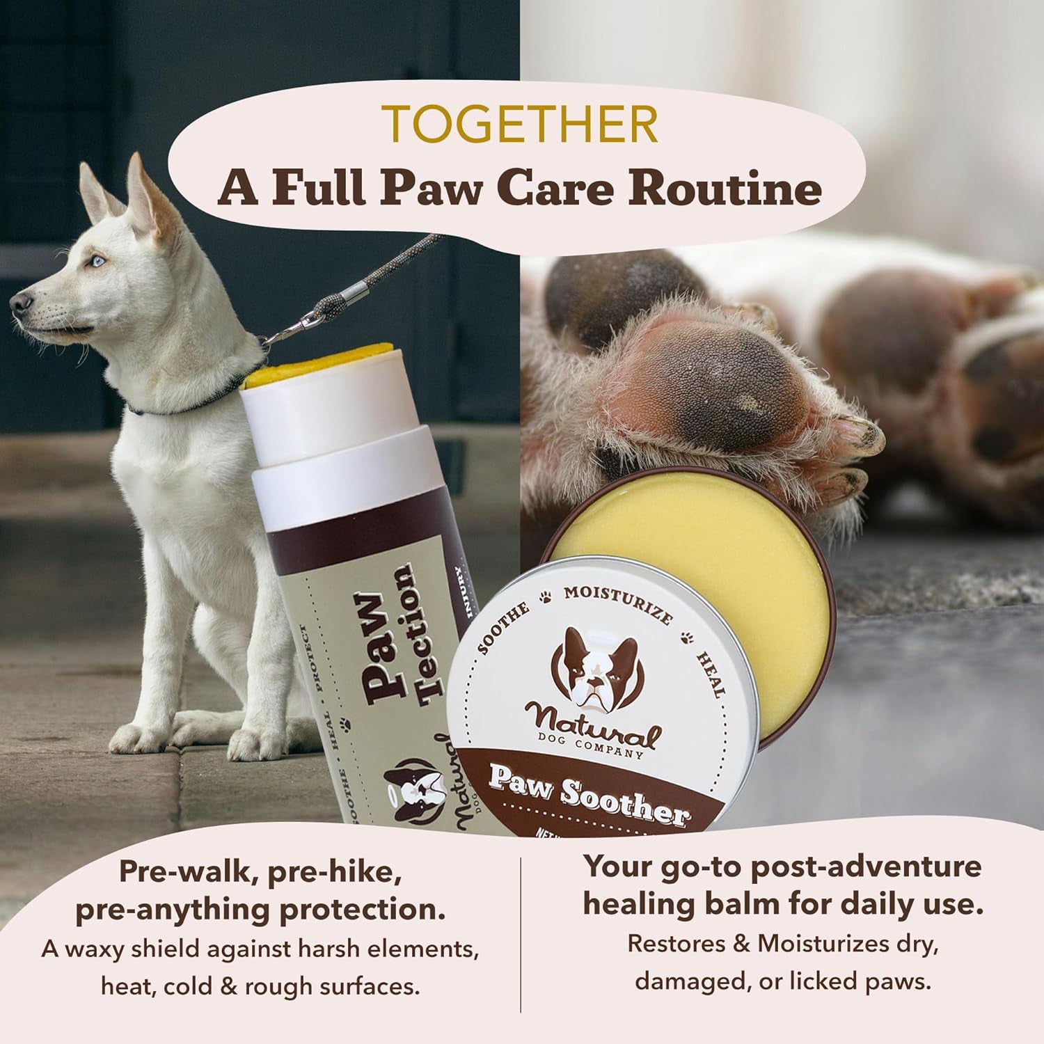 Pawtection Dog Paw Balm, Protects Paws from Hot Surfaces, Sand, Salt, & Snow, Organic, All Natural Ingredients