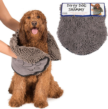 Shammy Dog Towels for Drying Dogs - Heavy Duty Soft Microfiber Bath Towel - Super Absorbent, Quick Drying, & Machine Washable - Must Have Dog & Cat Bathing Supplies | Grey 13X31
