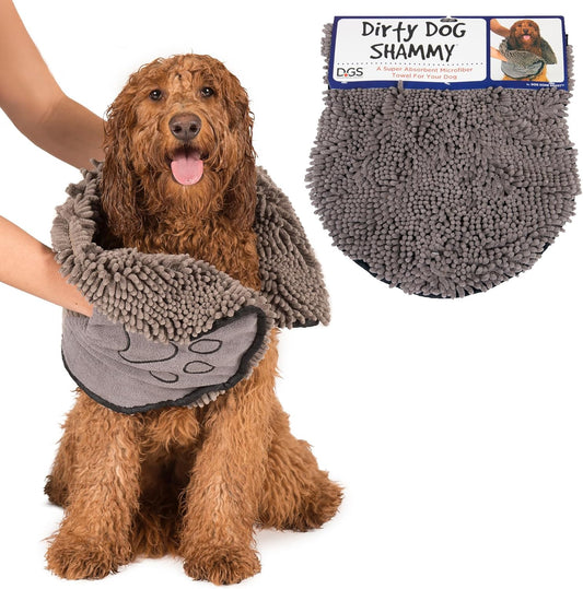 Shammy Dog Towels for Drying Dogs - Heavy Duty Soft Microfiber Bath Towel - Super Absorbent, Quick Drying, & Machine Washable - Must Have Dog & Cat Bathing Supplies | Grey 13X31