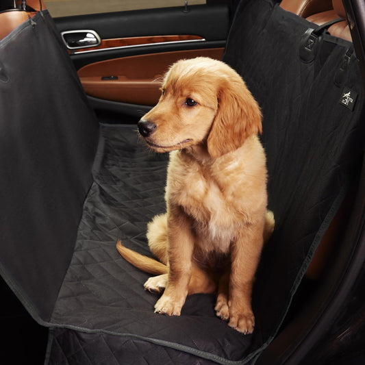 Dog Car Seat Cover for Back Seat. Protector Hammock - Waterproof Pet Trucks, Sedans & Suvs Use with Chom Roller Hair Remover. Black
