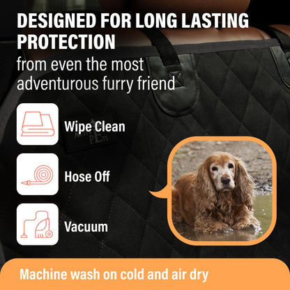 Dog Car Seat Cover for Back Seat. Protector Hammock - Waterproof Pet Trucks, Sedans & Suvs Use with Chom Roller Hair Remover. Black